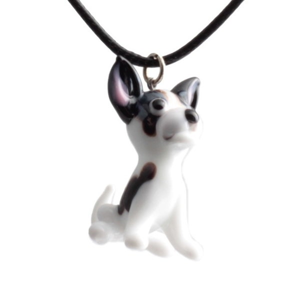 Handmade lampwork glass terrier dog necklace pendant