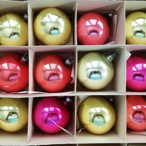 12 vintage mercury glass colored Christmas ornaments balls 2.25&quot;