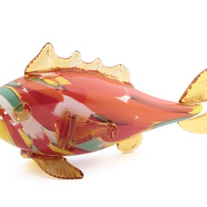 Vintage Czech lampwork glass end of day fish ornament