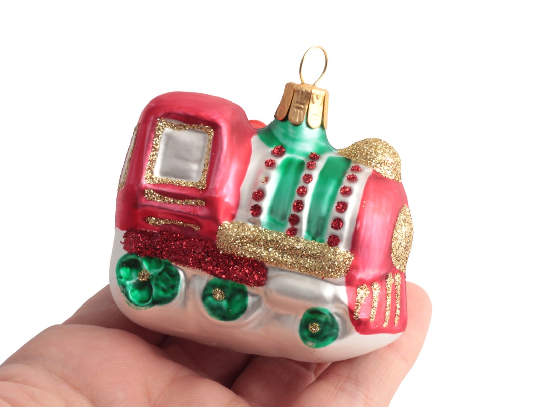 Hand Blown Glass Train Christmas Tree Ornament Choose Green or Blue - Etsy
