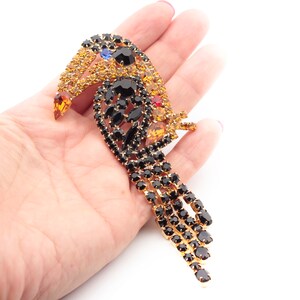 Large Czech handmade glass rhinestone toucan bird pin brooch