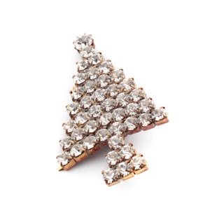 Vintage Czech crystal clear glass rhinestone Christmas tree pin brooch