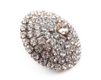 Vintage Czech crystal clear glass rhinestone cone button