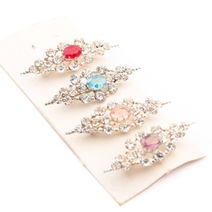4 Vintage Czech rhinestone pin brooches