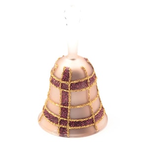 Czech blown silver glass Christmas bell ornament decoration hand painted