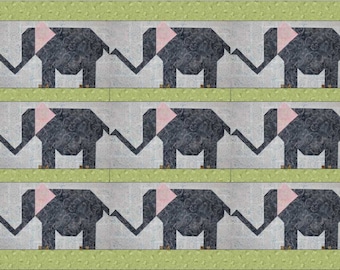 Elephant March Quilt Block