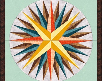36&quot; Diameter (40&quot;x40&quot; Square) Mariner&#39;s Compass Quilt Block C