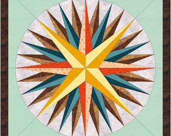 36" Diameter (40"x40" Square) Mariner's Compass Quilt Block C