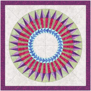 29&quot; Diameter (32&quot;x32&quot;square) New York Beauty Quilt Block 20 Paper Piecing Pattern