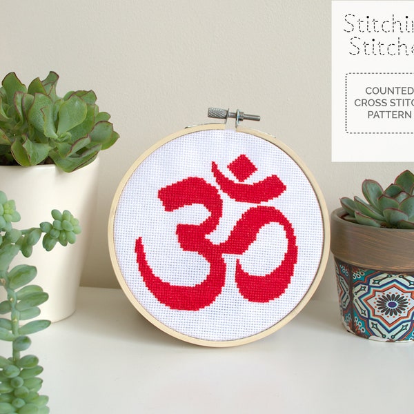 Om Yoga Symbol Cross Stitch Pattern - Easy Yoga Cross Stitch Pattern - PDF Instant Download - Ohm Cross Stitch Pattern