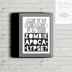 Zombie Apocalypse Cross Stitch Pattern - Easy Geeky Cross Stitch Pattern - PDF Instant Download