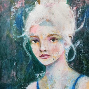 Abstract Woman Portrait Painting: Original Acrylic Art (17x14)