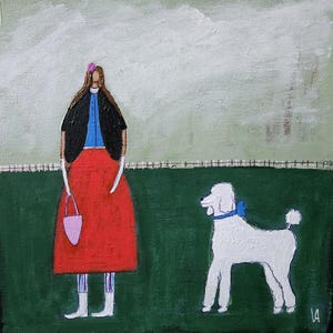 Abstract Figure Figurative Portrait Painting Original Painting Woman Abstract Dog Portrait Not A Print Original Artwork 10x10 By VA