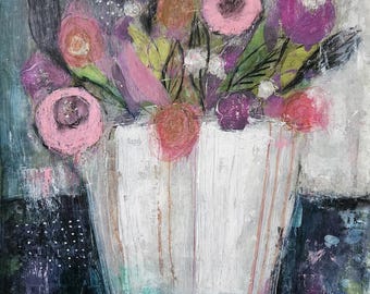 Abstract Figurative Painting Still Life  Floral Flowers 24x18 Anna Varkevisser