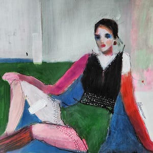 Abstract Figure Figurative Portrait Painting Original Painting Woman Abstract Face Portrait Not A Print Original Artwork 17x14 By VA