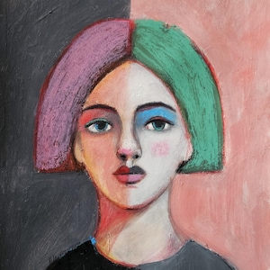 Abstract Figure Figurative Portrait Painting Original Painting Woman Abstract Face Portrait Not A Print Original Artwork 11x14 By VA