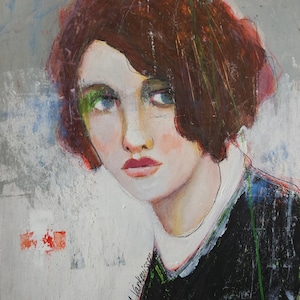 Abstract Woman Portrait Painting: Original Figurative Artwork (11x14)