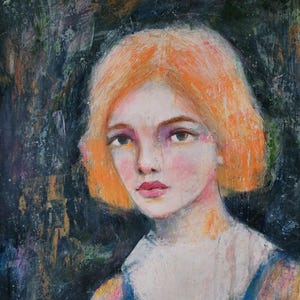 Abstract Woman Portrait Painting: Original Acrylic Art (17x14)