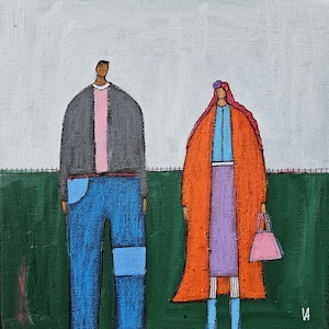 Abstract Figure Painting: Original Portrait Artwork, 10x10 Canvas