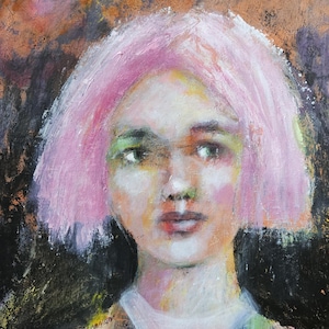 Abstract Face Painting: Original Acrylic Portrait on Paper, 11x14