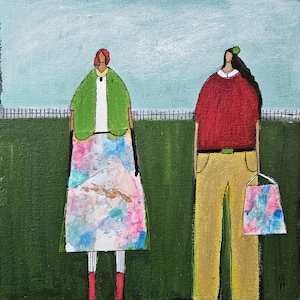 Abstract Figurative Painting Original Painting Woman Portrait Original Art Feminist Artwork 10x10 By Anna Varkevisser