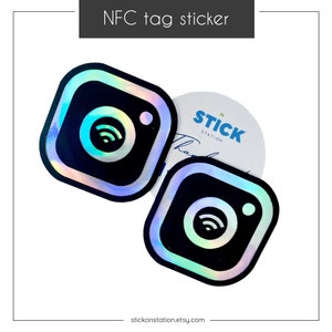 Nfc Anhänger geeignet für Metalloberfläche | Tap here Nfc Instagram Aufkleber | Social Media NFC-Aufkleber