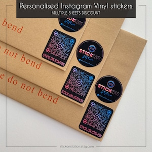 25+ adesivi stampati in vinile con codice QR di Instagram / Adesivi personalizzati per cancelleria aziendale / Adesivi personalizzati di Instagram / Adesivi neri opachi