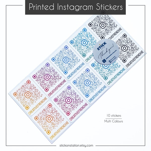 10, 25 Instagram vinyl printed QR code stickers, Personalised IG stickers, Business stationary stickers, Matte packaging labels
