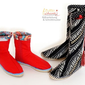 Espadrilles Stiefel, halbhohe und hohe Boots, Schnittmuster und Nähanleitung (PDF)