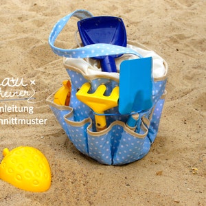 Sandspielzeugtasche, Buddeltasche für den Sandkasten und Spielplatz, Spielplatztasche, Strandtasche, Schnittmuster und Nähanleitung Bild 1