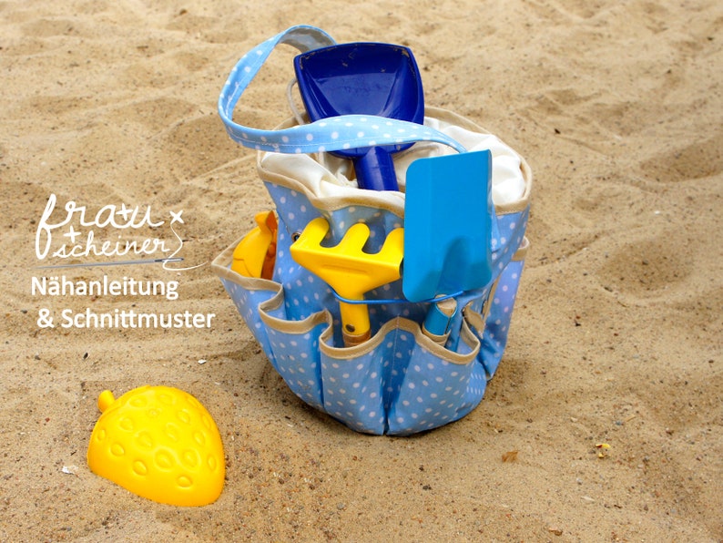 Sandspielzeugtasche, Buddeltasche für den Sandkasten und Spielplatz, Spielplatztasche, Strandtasche, Schnittmuster und Nähanleitung Bild 1