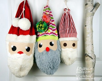 Christmas stocking sewing pattern pdf/ Santa stocking pattern, sack sewing instruction and pattern