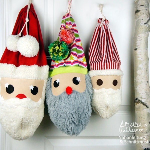 Christmas stocking sewing pattern pdf/ Santa stocking pattern, sack sewing instruction and pattern