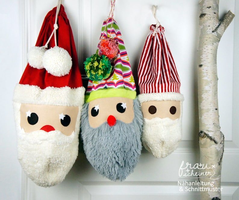 Christmas stocking sewing pattern pdf/ Santa stocking pattern, sack sewing instruction and pattern image 1