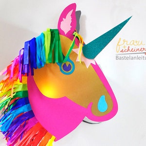 Pferde und Einhorn Happy Unicorn Laterne für Kinder, Lichterfest, St. Martin Bastel Anleitung PDF image 1