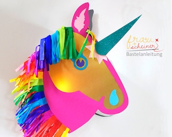 Pferde und Einhorn "Happy Unicorn" Laterne für Kinder, Lichterfest, St. Martin - Bastel Anleitung PDF