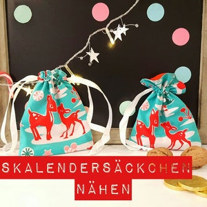 Adventskalender Säckchen, einfache Adventskalenderbeutel für Weihnachten nähen, Schnittmuster und Nähanleitung PDF Bild 6