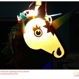 Pferde und Einhorn Happy Unicorn Laterne für Kinder, Lichterfest, St. Martin Bastel Anleitung PDF image 6