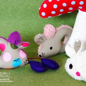 Baby Rassel 4 Designs Hase, Maus, Eule, Fuchs, Säugling Greifling, Schnittmuster und Nähanleitung Bild 9