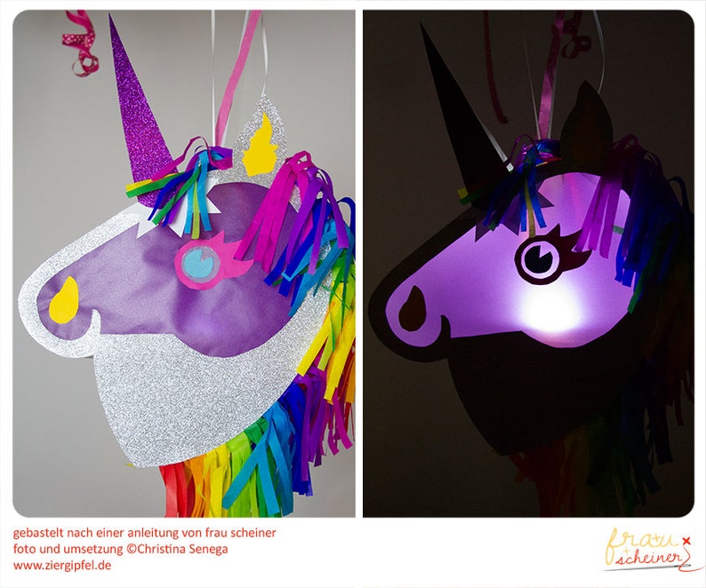 Pferde und Einhorn Happy Unicorn Laterne für Kinder, Lichterfest, St. Martin Bastel Anleitung PDF image 4