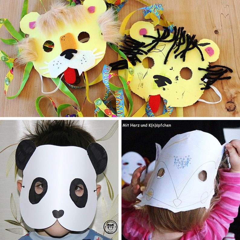 Tiermasken selbermachen, PDF Vorlage zum Plotten und Drucken - Etsy France