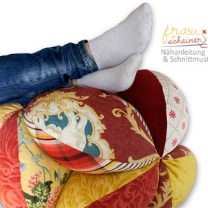 Patchwork SitzBall und Bodenkissen, Schnittmuster und Nähanleitung Kissen (PDF)
