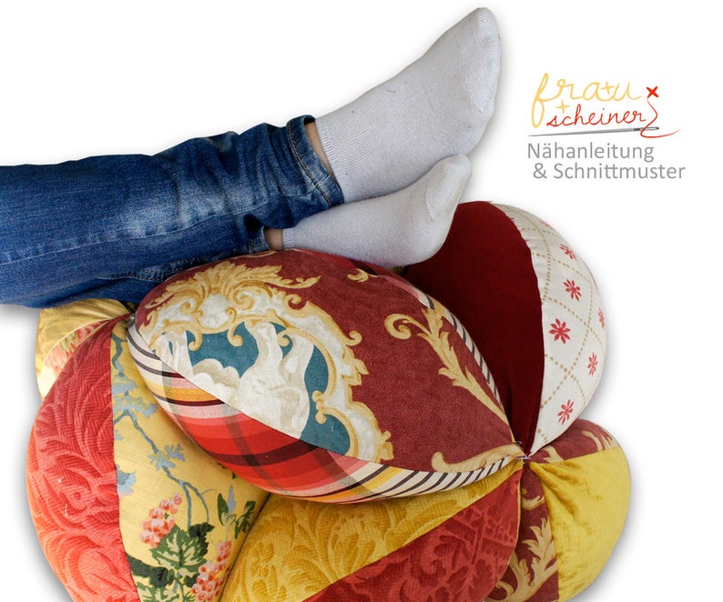 Patchwork SitzBall und Bodenkissen, Schnittmuster und Nähanleitung Kissen PDF Bild 1