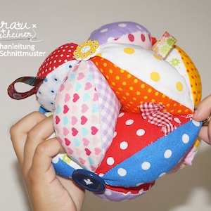 Greifball und Rassel Patchwork Ball, Amish puzzle ball, Schnittmuster und Nähanleitung (PDF)