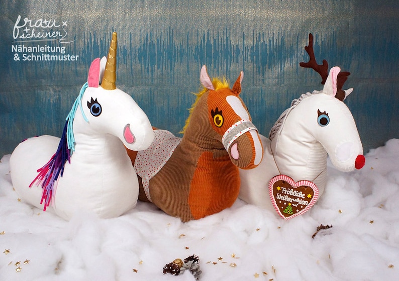 Horse sewing pattern, plush horse, rocket horse pattern and PDF sewing instruction image 1