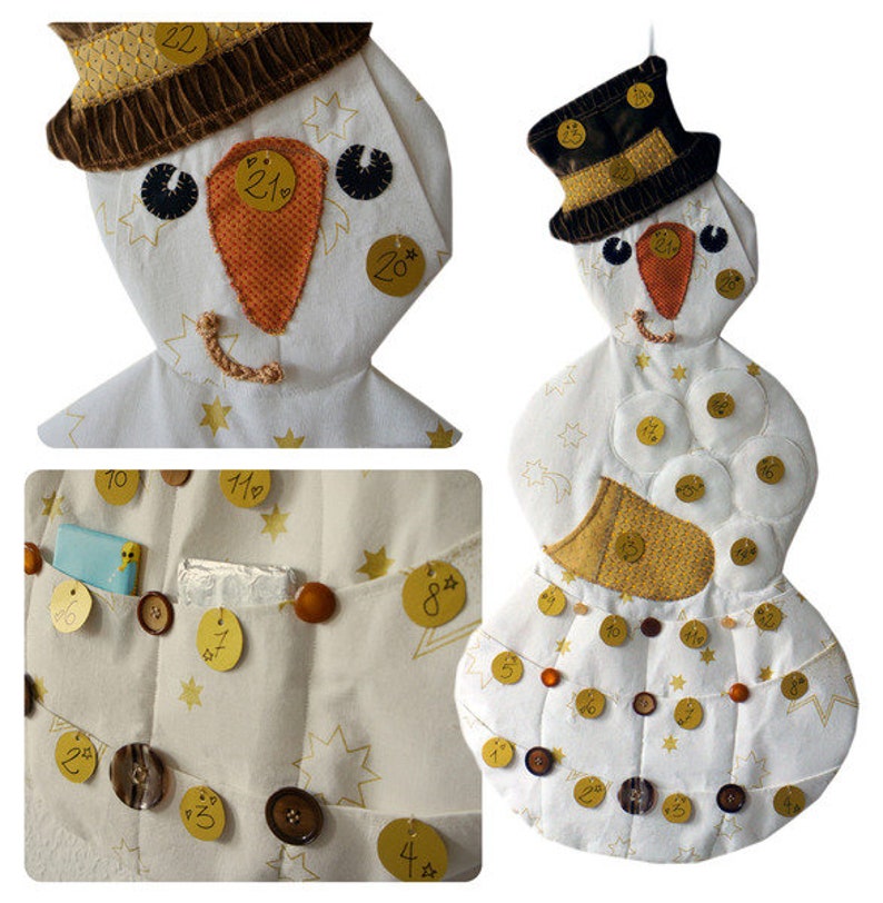 Schneemann Adventskalender, nähen Weihnachten, Nähanleitung und Schnittmuster PDF image 2