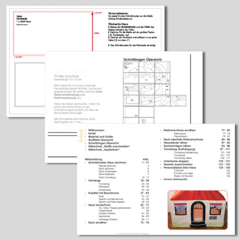 Stoff Spielhaus und Betthimmel für das Kinderzimmer, Spielzelt Babybett, Höhle Kinderzimmer, Schnittmuster und PDF Anleitung Bild 4