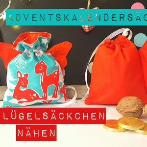 Engelflügel und Engel-Säckchen Adventskalender für Weihnachten, Adventskalenderbeutel, Nähanleitung und Schnittmuster PDF Bild 7