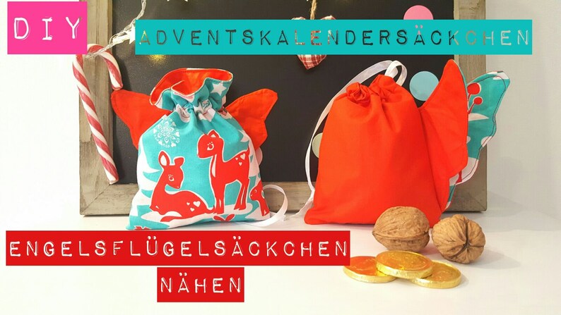 Engelflügel und Engel-Säckchen Adventskalender für Weihnachten, Adventskalenderbeutel, Nähanleitung und Schnittmuster PDF Bild 7