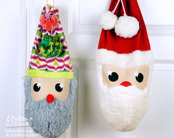 Christmas stocking sewing pattern, Santa stocking sewing pattern, Santa sack pattern, Father Christmas, Xmas sewing pattern